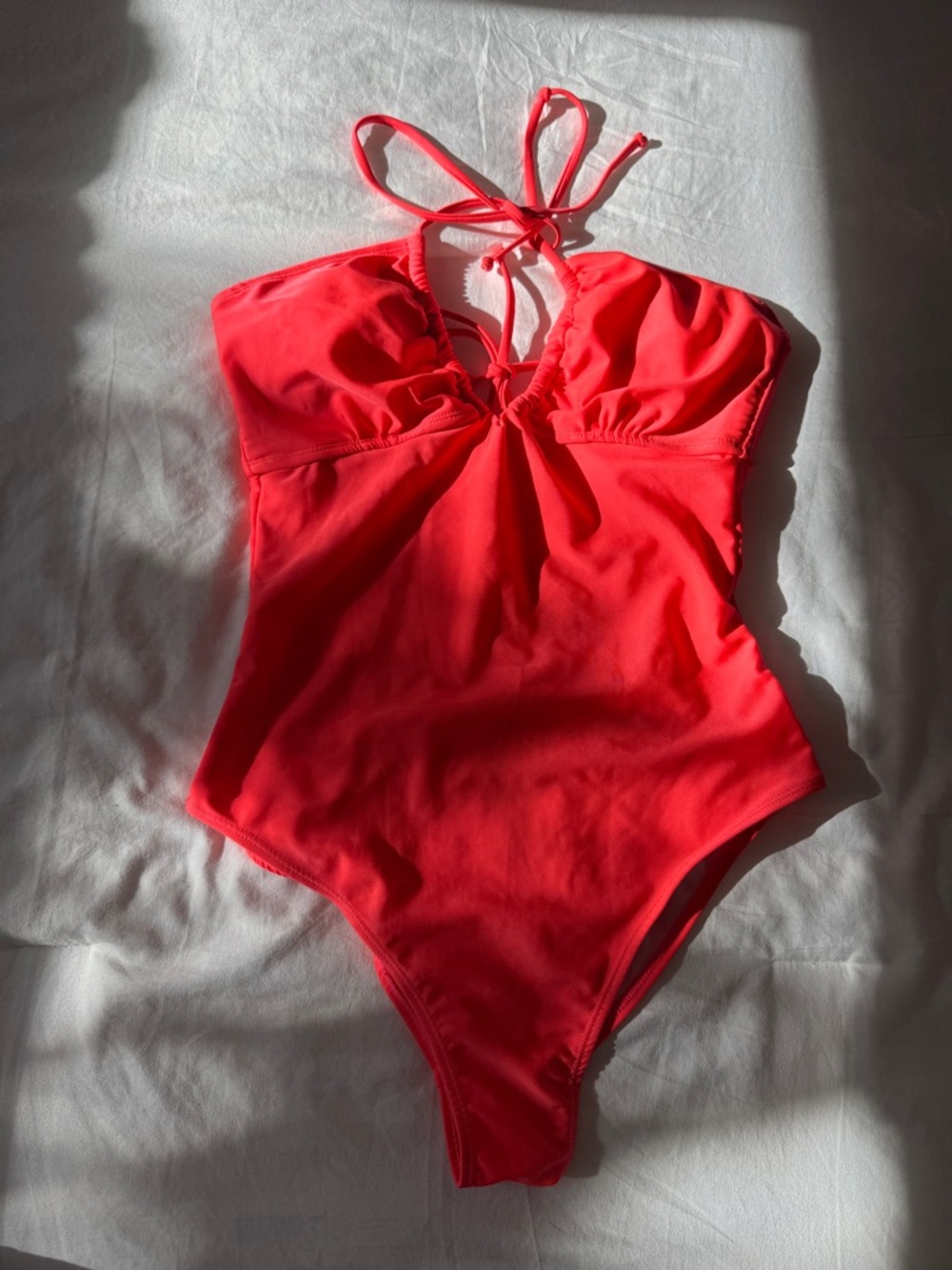 Ingear Neon Coral Halter One-Piece Swimsuit